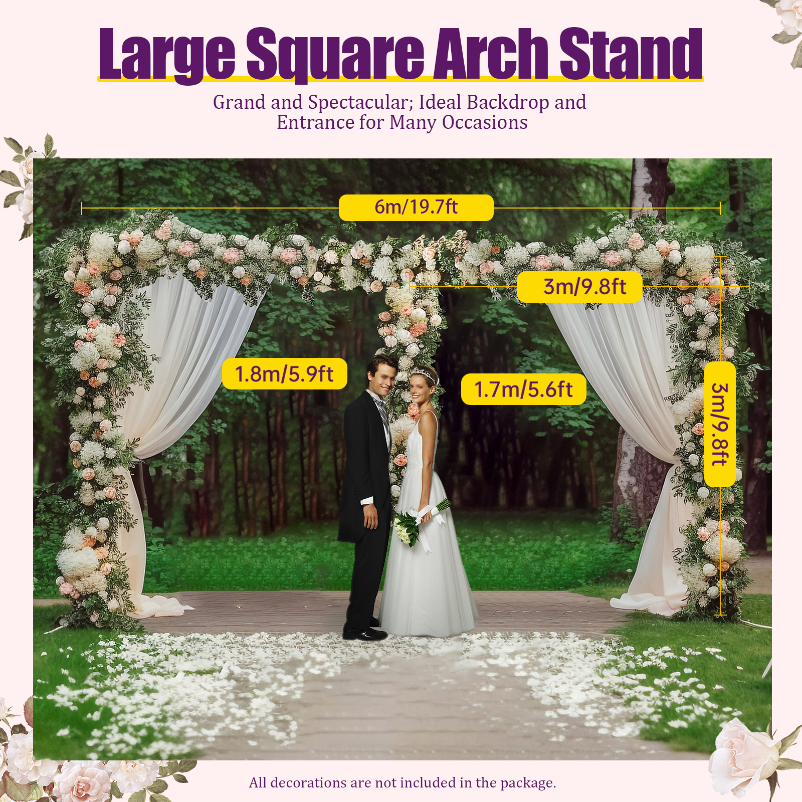 3x6m/10x20ft Metal Wedding Arc - Florist Supp avaliação e preço